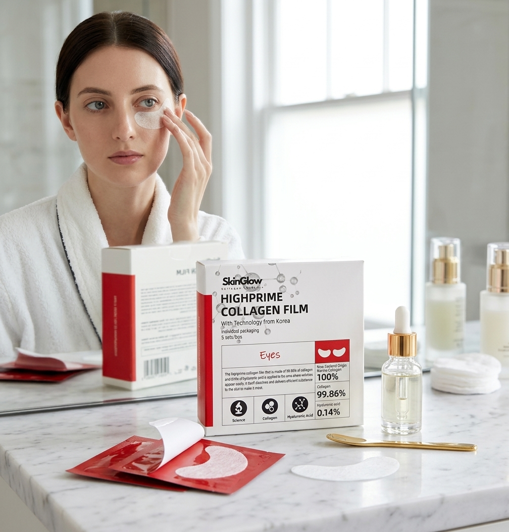 SkinGlow - Combo Set : Spray cu colagen + Masca cu colagen pentru ochi